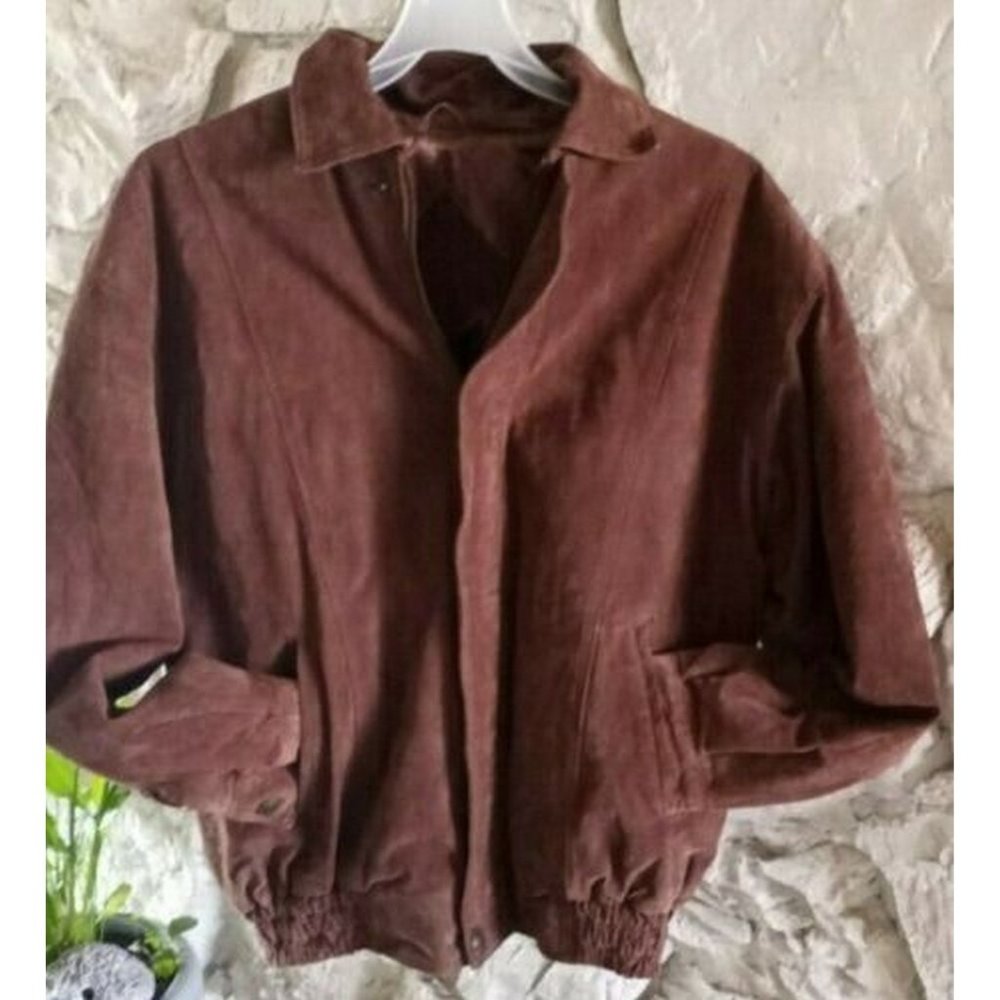Vintage 80s Johnsons Suede Leather Bomber Jacket Men's XL EUC GENUINE Argentina